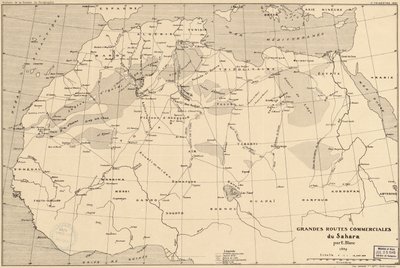 Kaart van trans-Saharaanse handelsroutes door Franse ontdekkingsreiziger Edouard Blanc, 1889 door Edouard Blanc